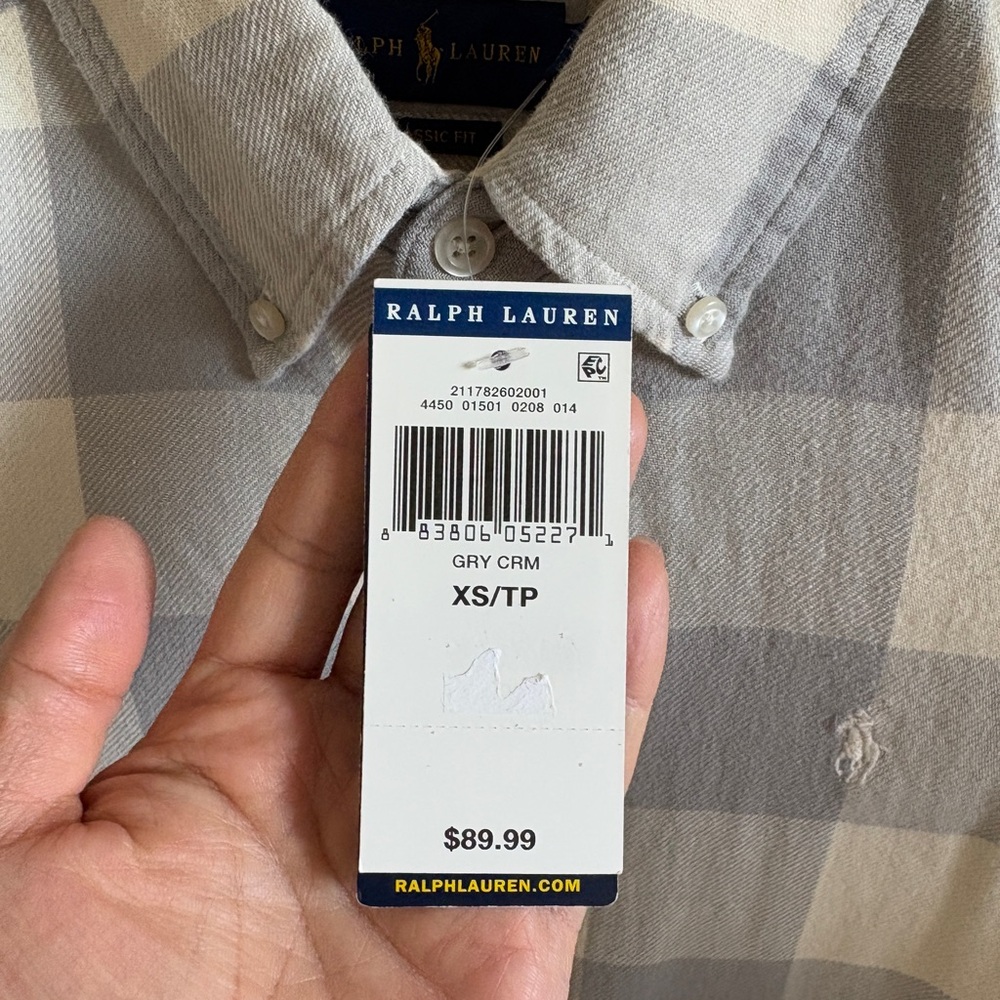 Polo by Ralph Lauren classic fit Gray and Cream Checkered women’s Shirt - Picture 5 of 6